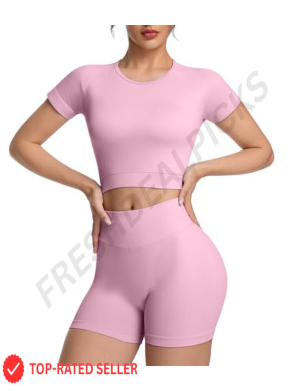 Seamless Workout Set Crop Top & High Waist Shorts Yoga Gym Activewear